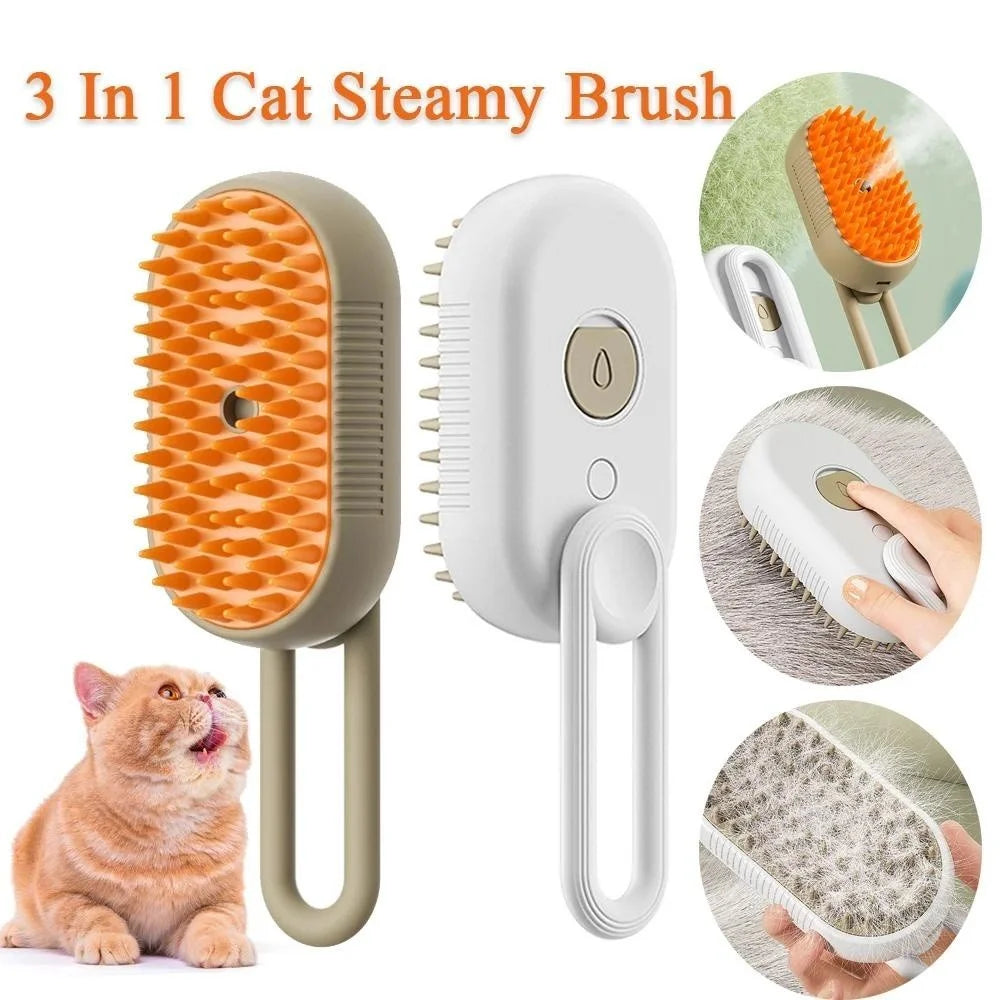 Escova A Vapor Para Gatos e Cães 3 Em 1